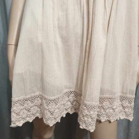 FOREVER NEW AU-8 Light Peach Dress Lined Empire Line Waist w/ Embroidery A-Line - Picture 9 of 14